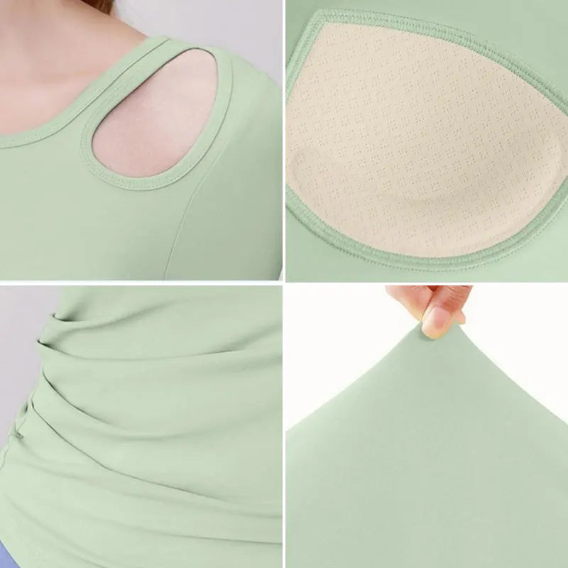 Close-up of 4Sassy FlowFlex Top fabric texture and stitching detail.