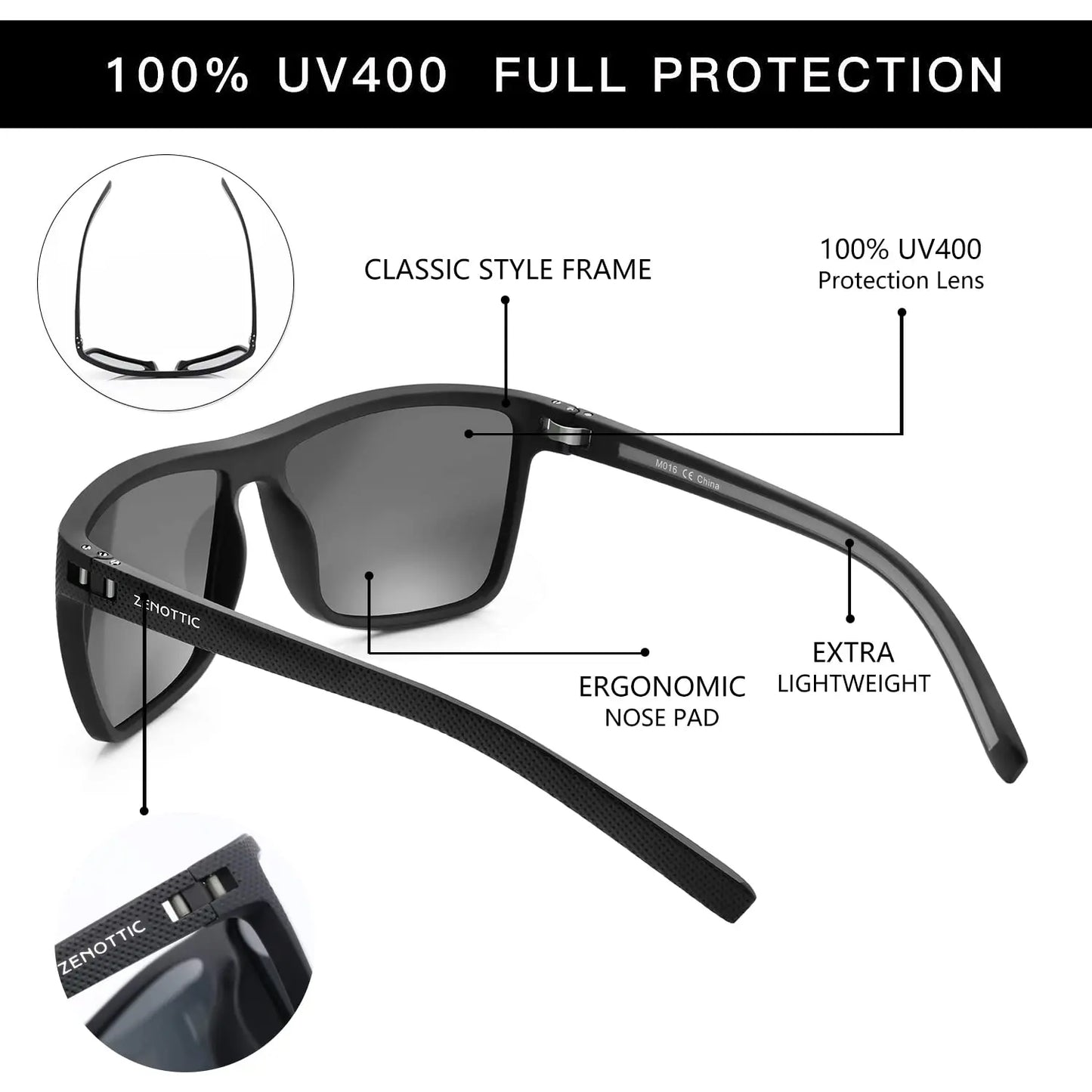4Sassy Retro Square Polarized Sunglasses