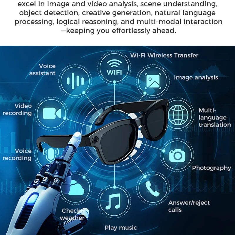 DIKELANG Smart Bluetooth® V5.3 Sunglasses with 1080P Camera