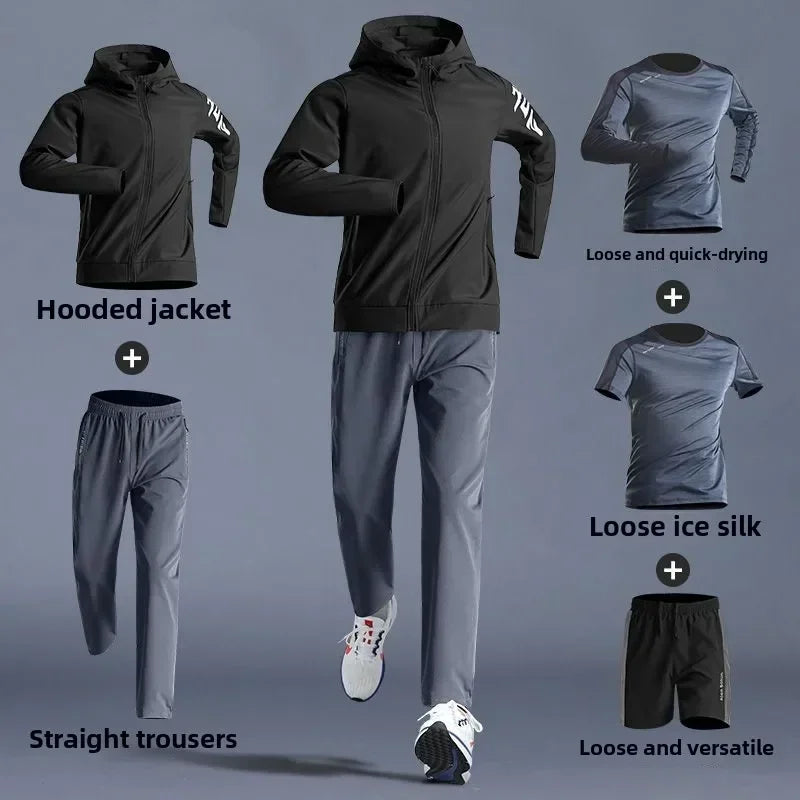 4Sassy 5-Piece Men’s Quick-Dry Sportswear Set