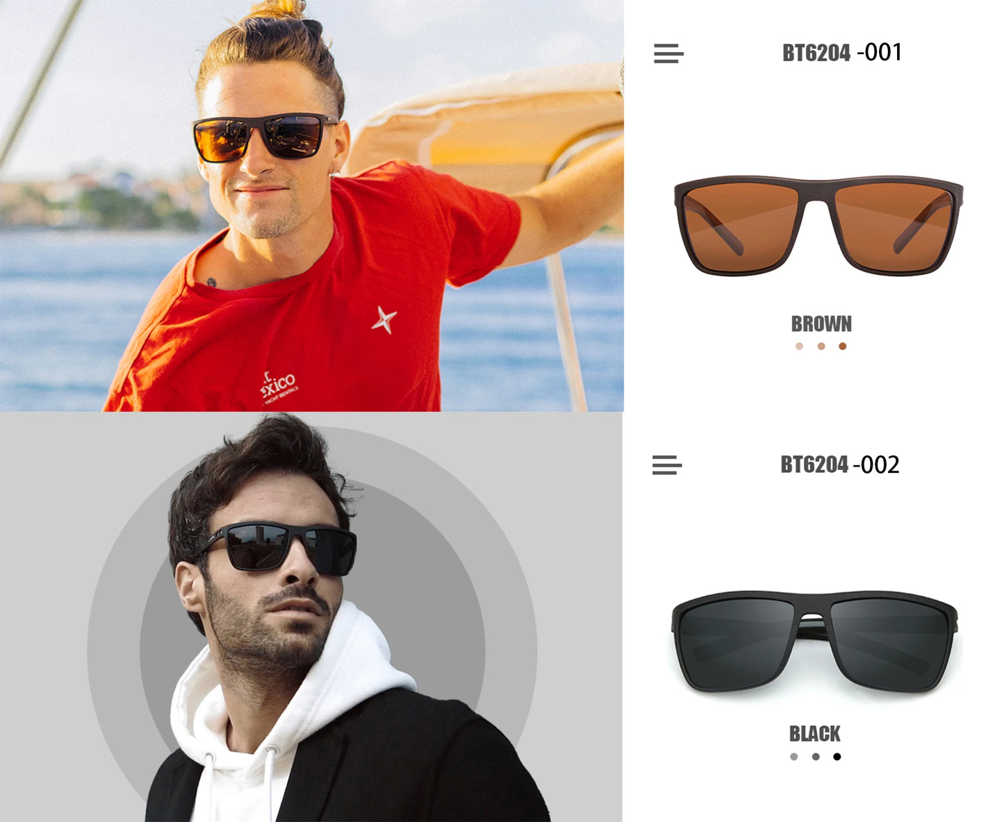 4Sassy Retro Square Polarized Sunglasses